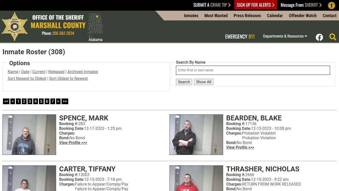 Inmate Roster - Current Inmates Booking Date Descending - Marshall ...